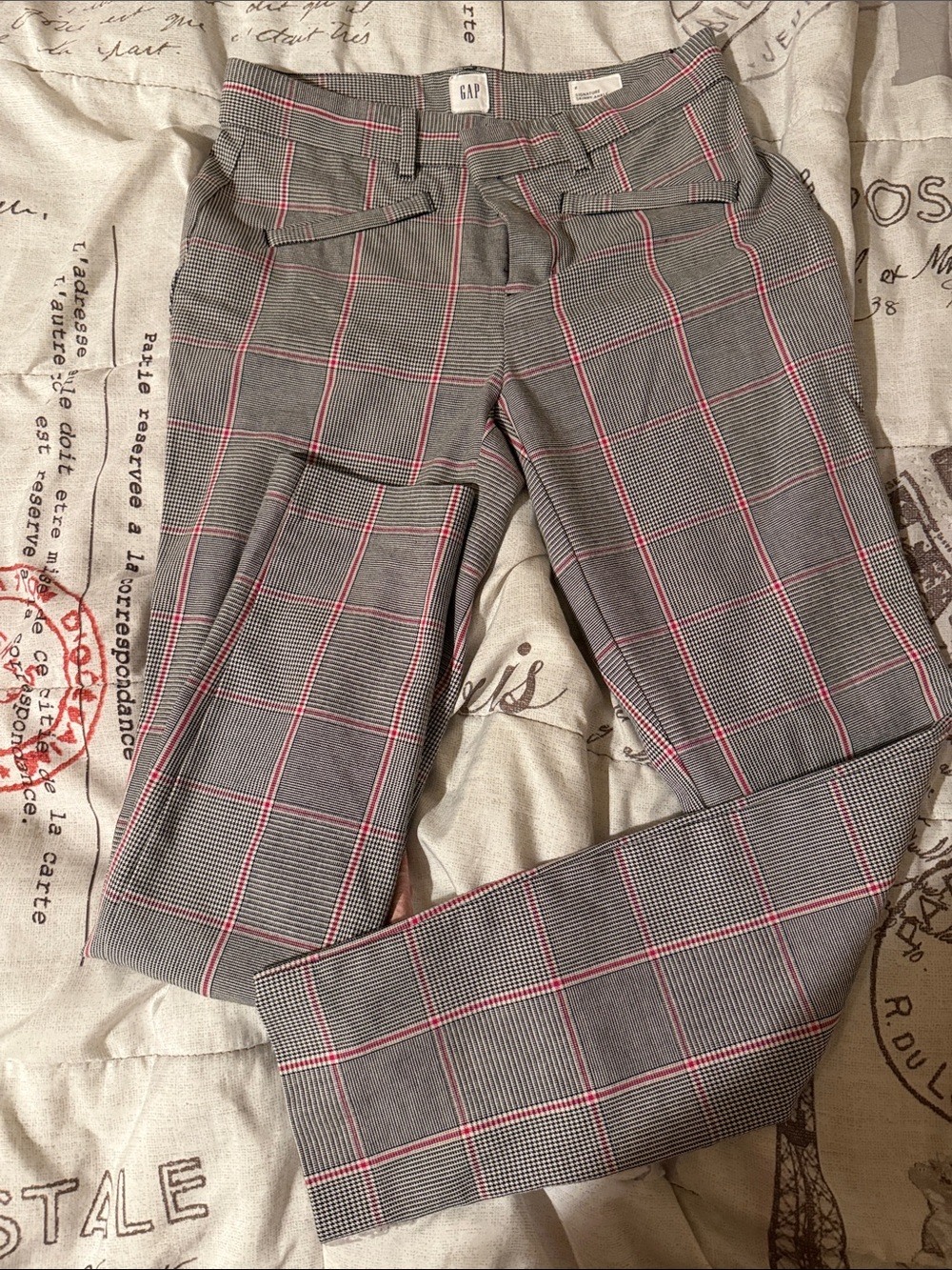 GAP Gray Plaid Dress Pants with Pink Windowpane